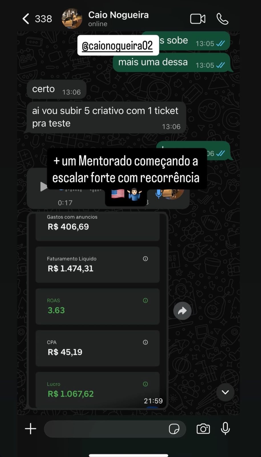 Print de resultado — Caio