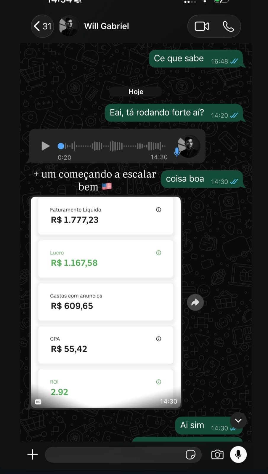 Print de resultado — Will